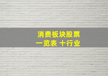 消费板块股票一览表 十行业